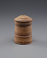 Cylindrical box, Wood, red pigment